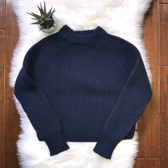 & Other Stories Sweaters - & Other Stories Ribbed Navy Chunky Sweater